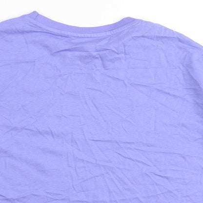 Marks and Spencer Girls Purple 100% Cotton Basic T-Shirt Size 7-8 Years Round Neck Pullover