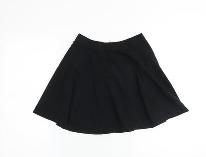 H&M Womens Black Polyester A-Line Skirt Size S Zip