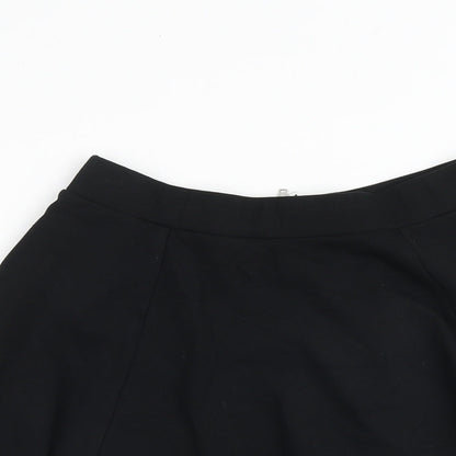 H&M Womens Black Polyester A-Line Skirt Size S Zip