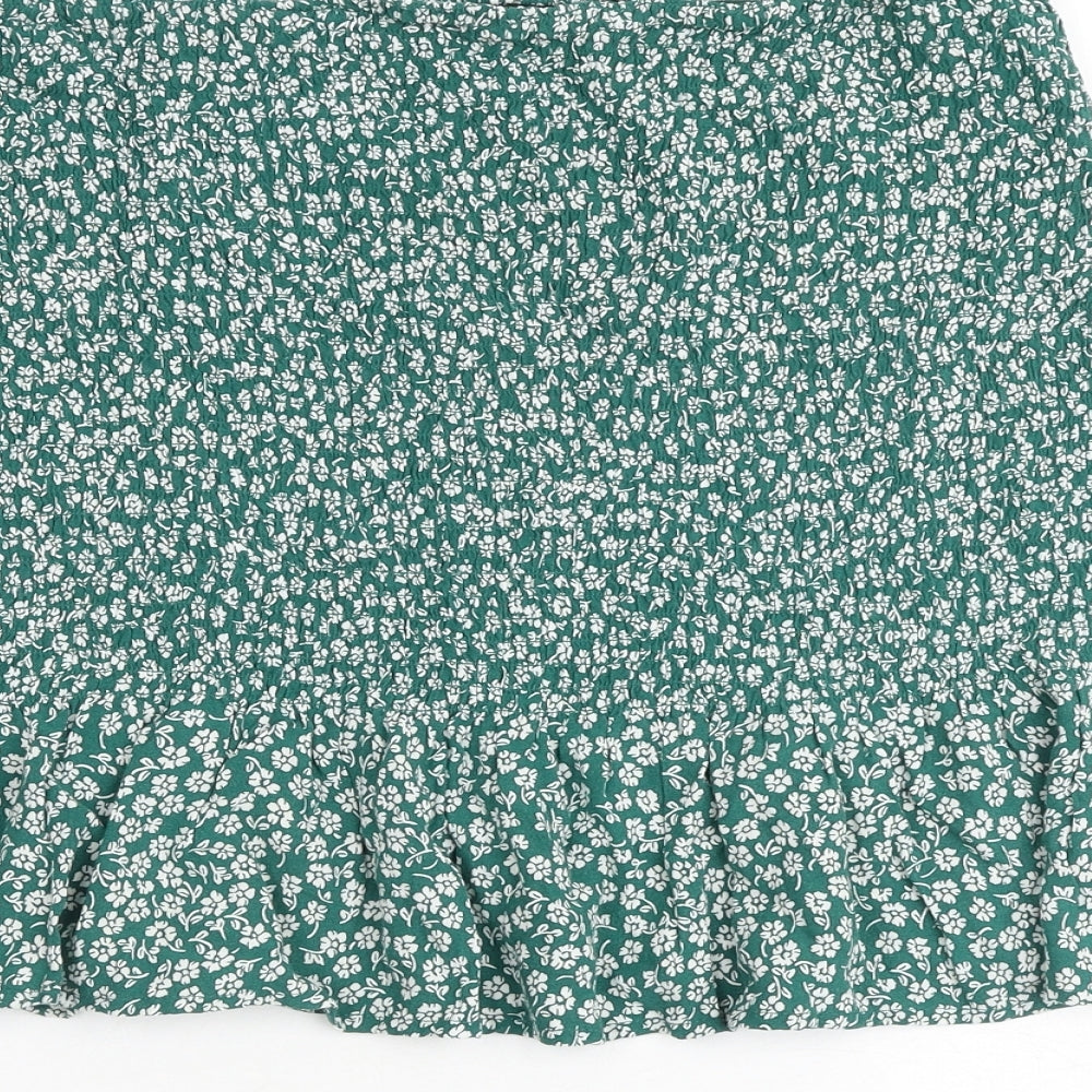 H&M Womens Green Floral Viscose A-Line Skirt Size L