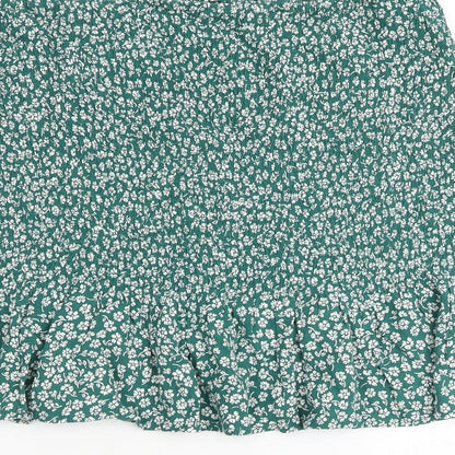 H&M Womens Green Floral Viscose A-Line Skirt Size L