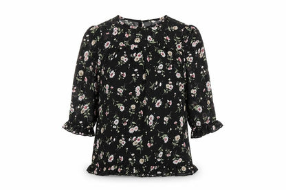 Womens UK Size S Allegra K Black Basic Blouse