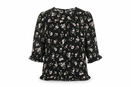 Womens UK Size S Allegra K Black Basic Blouse