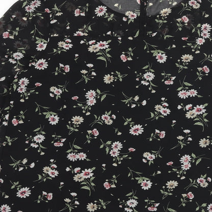 Womens UK Size S Allegra K Black Basic Blouse