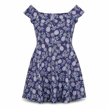 New Look Womens Purple Floral Polyester A-Line Size 10 Off the Shoulder Pullover