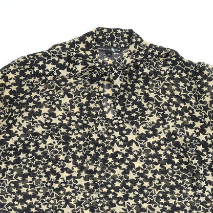 Limited Collection Womens Black Geometric Polyester Basic Blouse Size 10 High Neck
