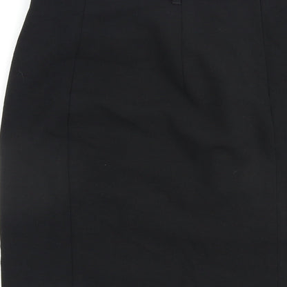 Marks and Spencer Womens Black Polyester A-Line Skirt Size 10 Buckle