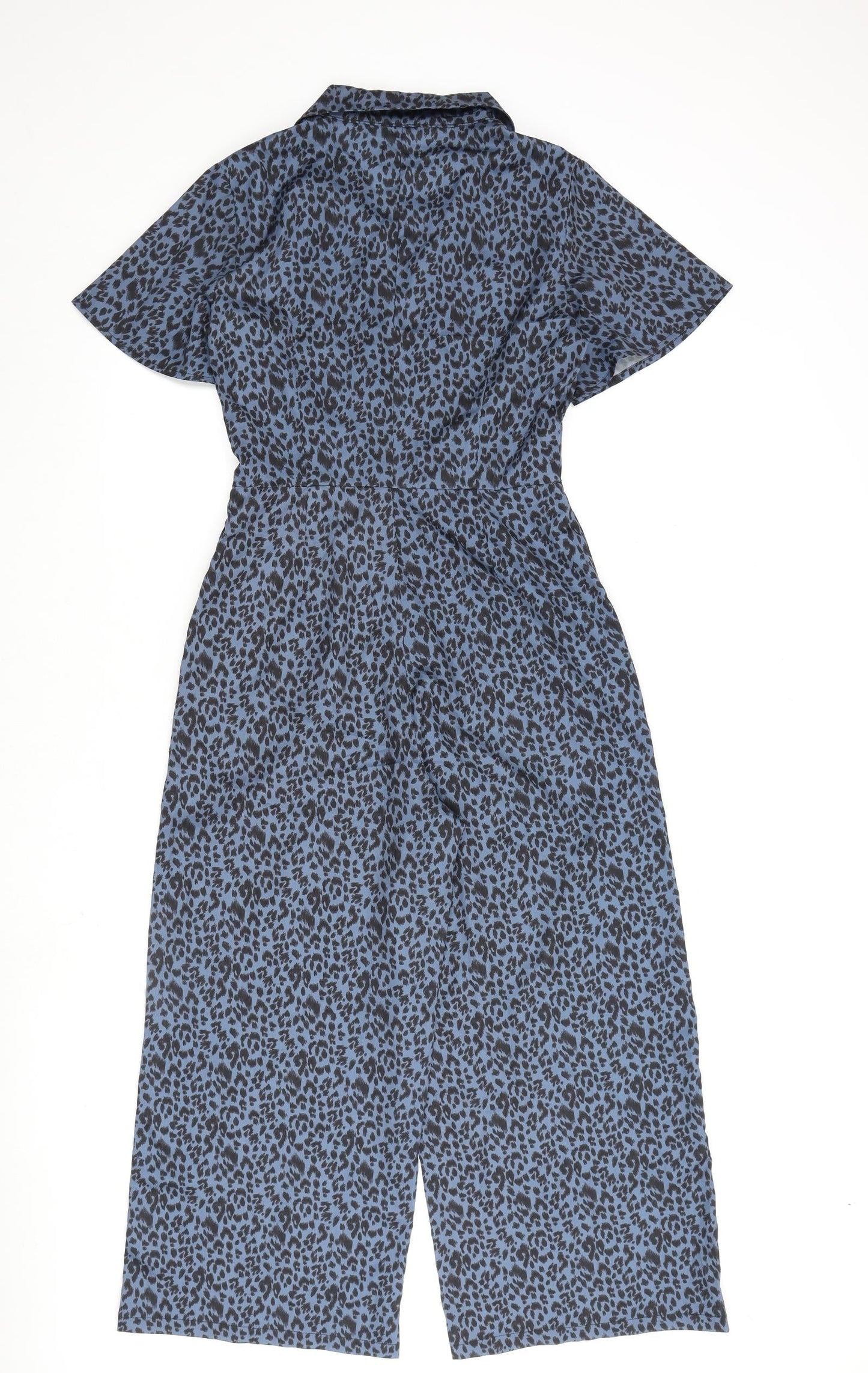 Nasty Gal Womens Blue Animal Print Polyester Jumpsuit One-Piece Size 4 L25 in Zip