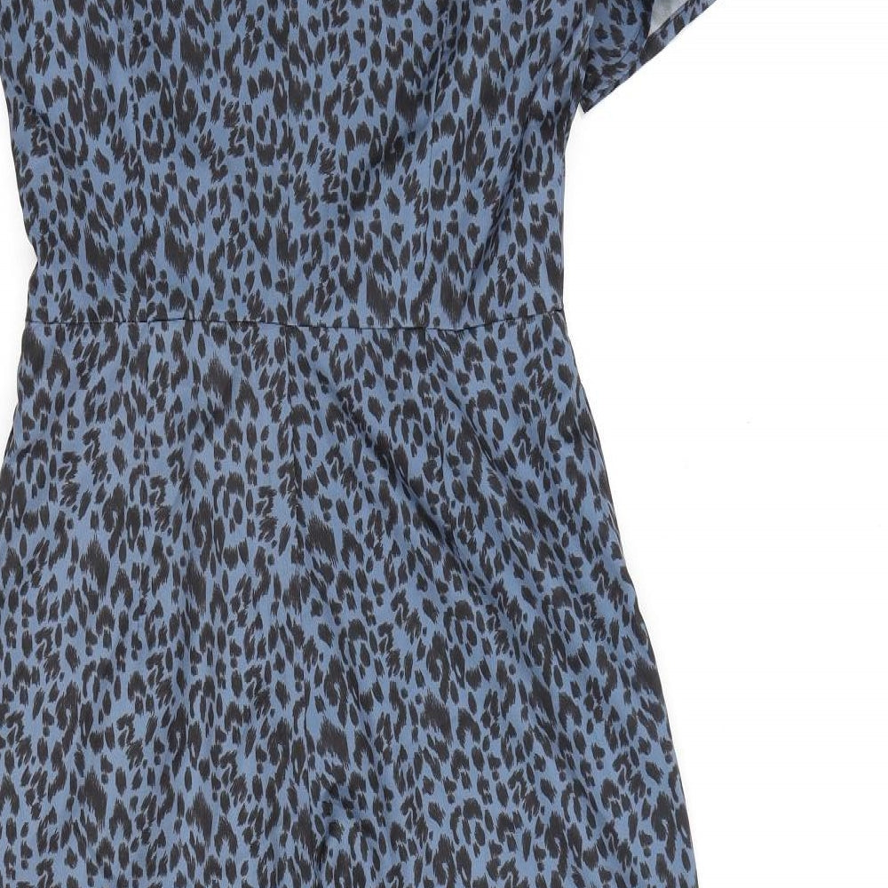 Nasty Gal Womens Blue Animal Print Polyester Jumpsuit One-Piece Size 4 L25 in Zip