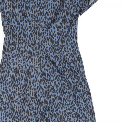 Nasty Gal Womens Blue Animal Print Polyester Jumpsuit One-Piece Size 4 L25 in Zip