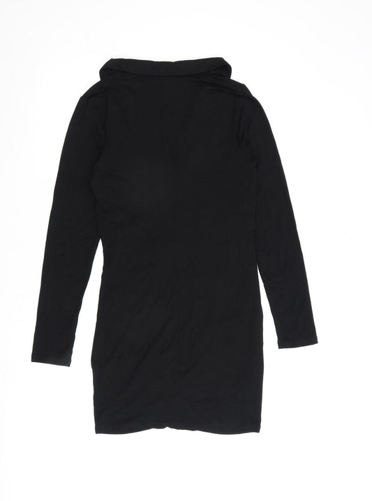 ASOS Womens Black Viscose A-Line Size 10 Collared Pullover