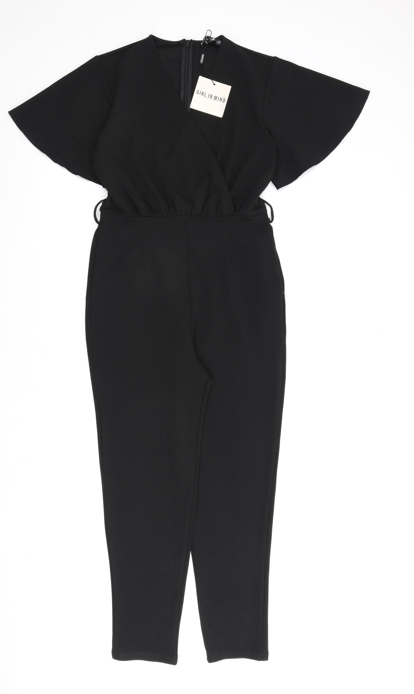 Girl in Mind Womens Black Polyester Jumpsuit One-Piece Size 10 L26 in Zip