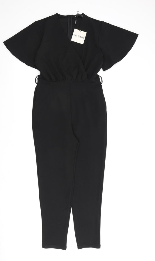 Girl in Mind Womens Black Polyester Jumpsuit One-Piece Size 10 L26 in Zip