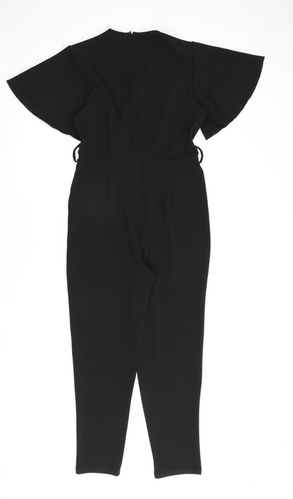 Girl in Mind Womens Black Polyester Jumpsuit One-Piece Size 10 L26 in Zip