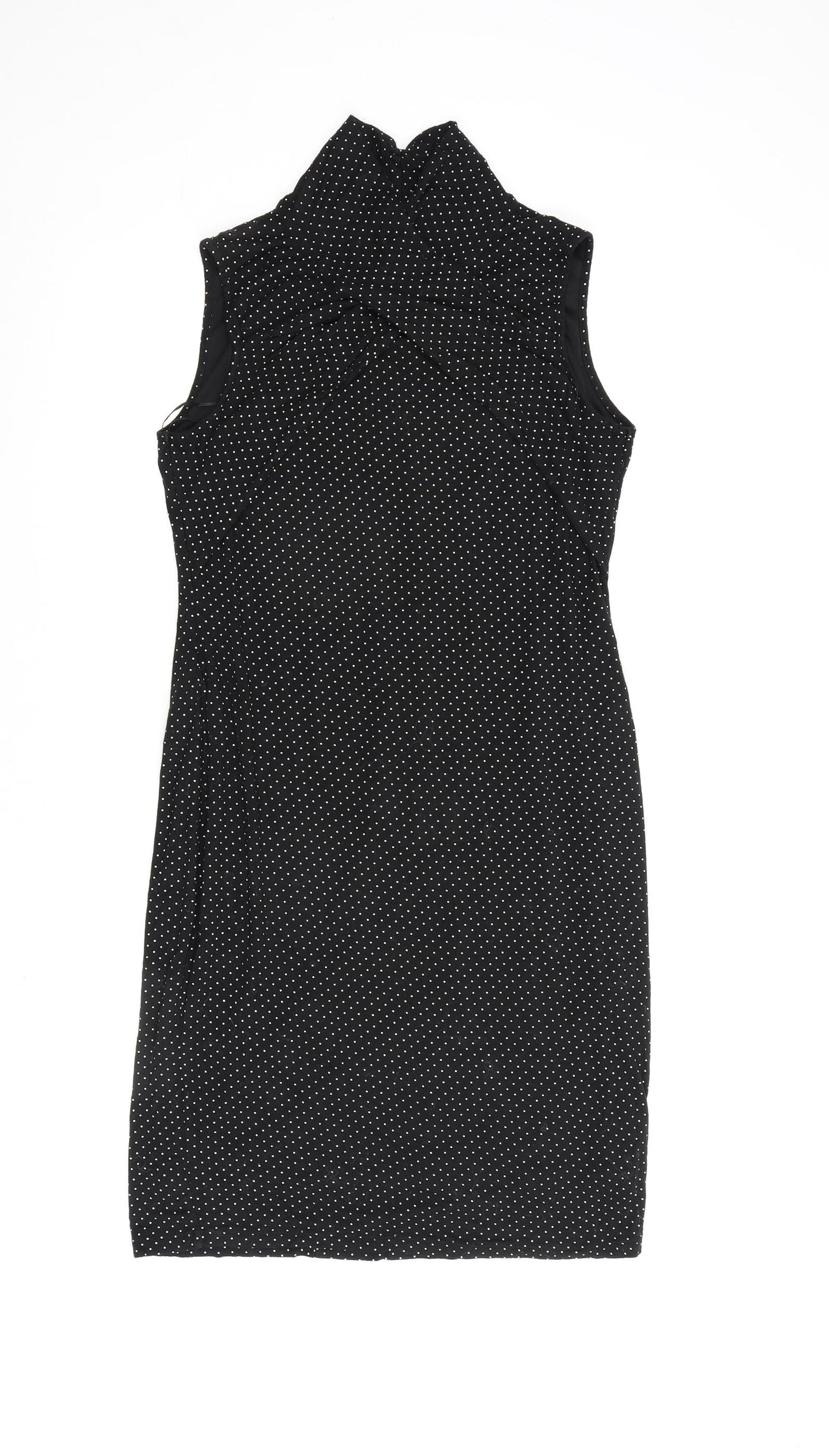 Roman Womens Black Polka Dot Viscose A-Line Size 14 V-Neck Pullover