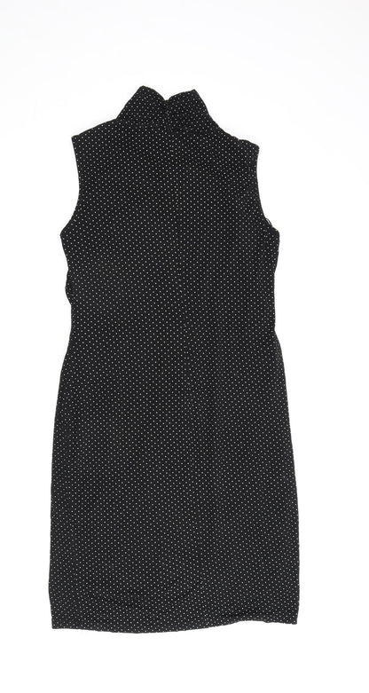 Roman Womens Black Polka Dot Viscose A-Line Size 14 V-Neck Pullover
