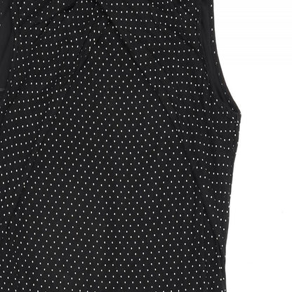 Roman Womens Black Polka Dot Viscose A-Line Size 14 V-Neck Pullover