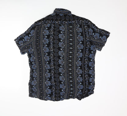 ASOS Mens Multicoloured Geometric Polyester Button-Up Size L Collared Button