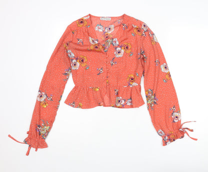 Womens UK Size XS Neon Rose Pink Basic Blouse