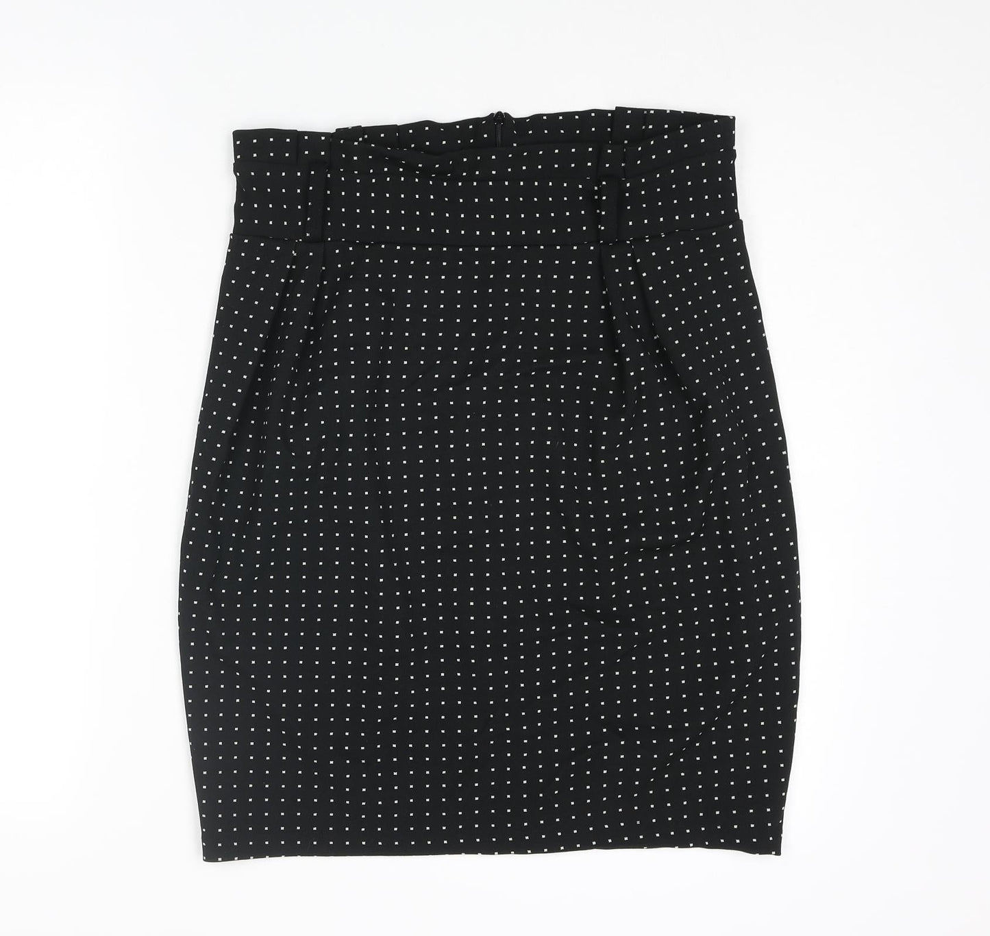 Sabrina Diamanti Womens Black Polka Dot Polyester Straight & Pencil Skirt Size L Zip