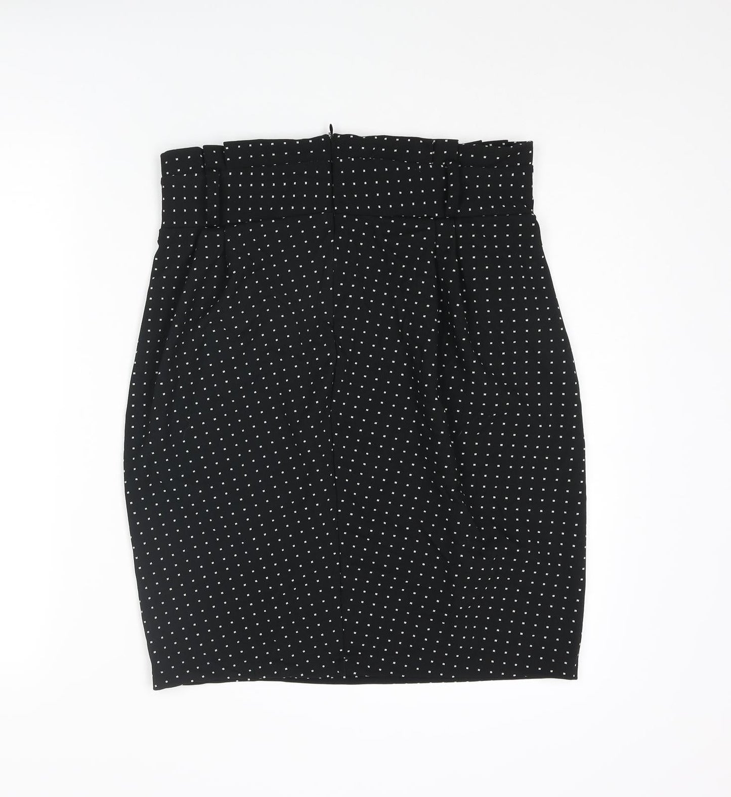 Sabrina Diamanti Womens Black Polka Dot Polyester Straight & Pencil Skirt Size L Zip