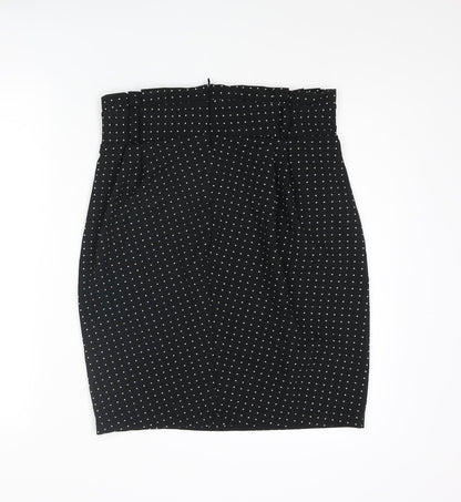Sabrina Diamanti Womens Black Polka Dot Polyester Straight & Pencil Skirt Size L Zip