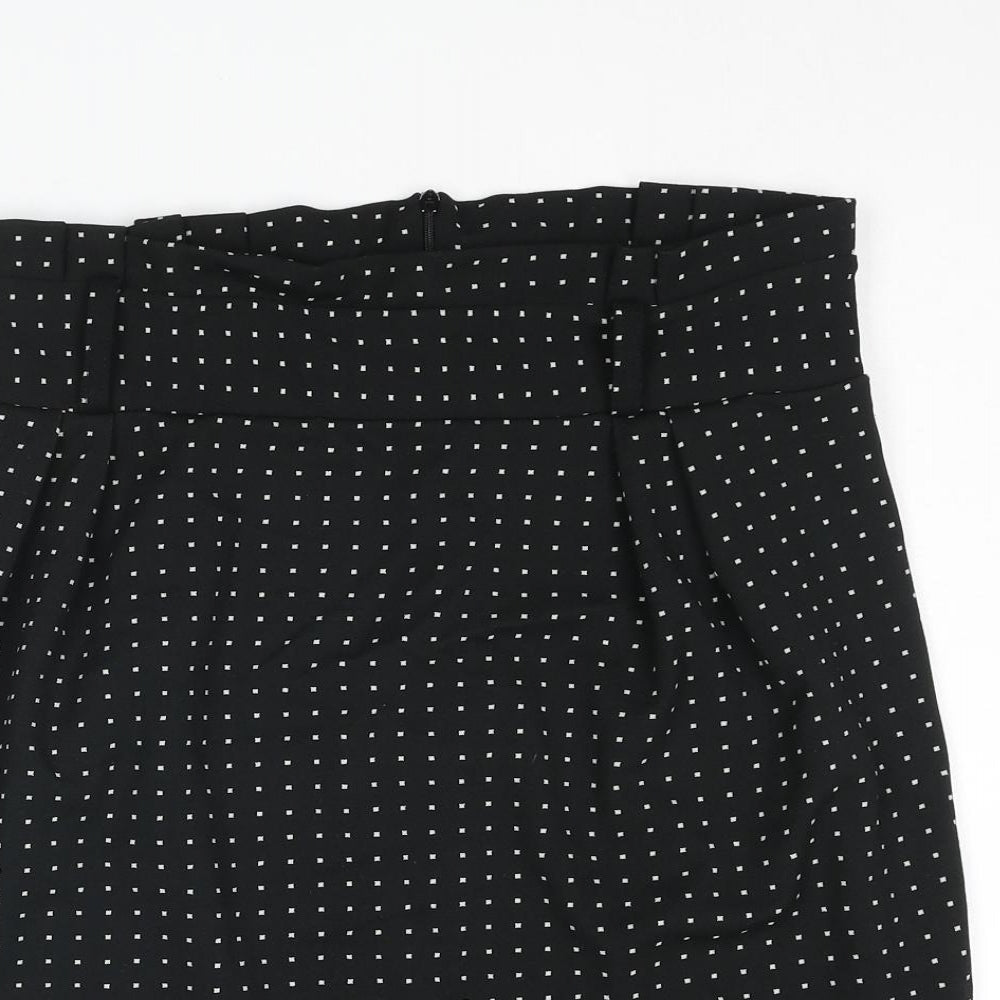 Sabrina Diamanti Womens Black Polka Dot Polyester Straight & Pencil Skirt Size L Zip