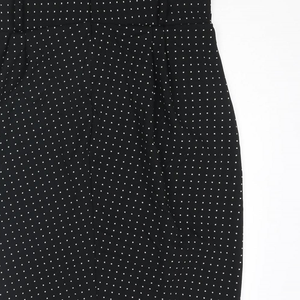 Sabrina Diamanti Womens Black Polka Dot Polyester Straight & Pencil Skirt Size L Zip
