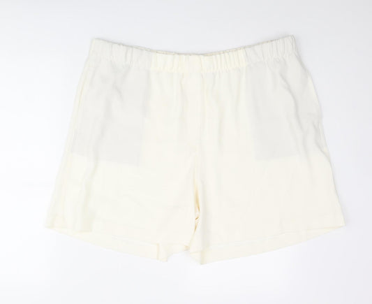 Marks and Spencer Womens Ivory Polyester Basic Shorts Size 20 L5 in Regular Pull On