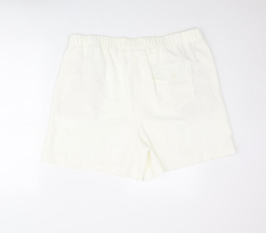 Marks and Spencer Womens Ivory Polyester Basic Shorts Size 20 L6 in Regular Pull On