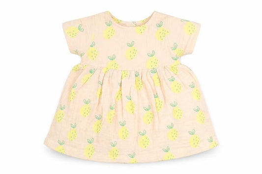 Marks and Spencer Girls Pink Geometric Cotton A-Line Size 3-6 Months Round Neck Button - Pinapple