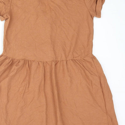 Mango Womens Brown Viscose Shift Size S V-Neck Button