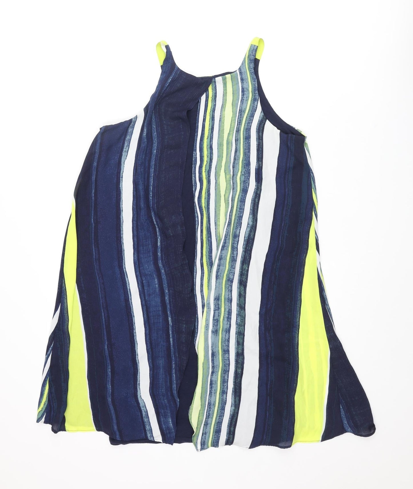 NEXT Womens Multicoloured Striped Viscose Shift Size 8 Round Neck Pullover - Open Back