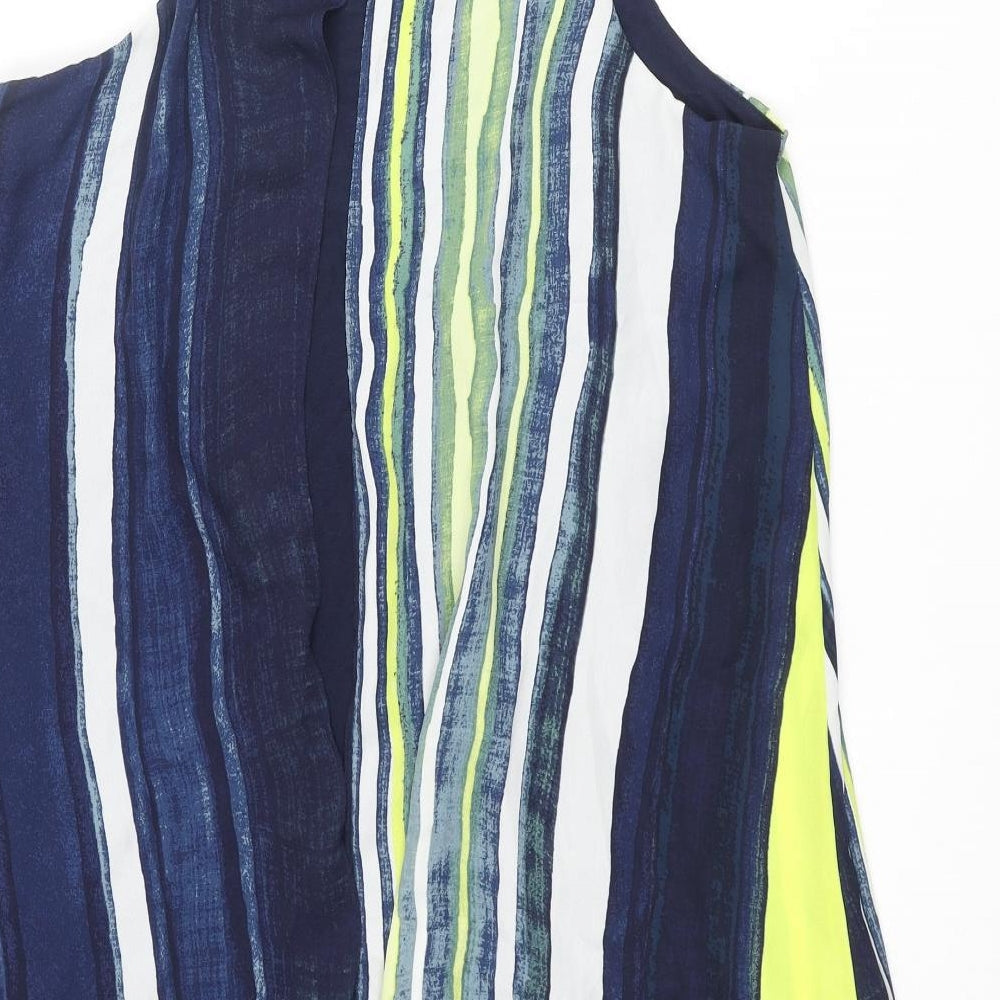 NEXT Womens Multicoloured Striped Viscose Shift Size 8 Round Neck Pullover - Open Back