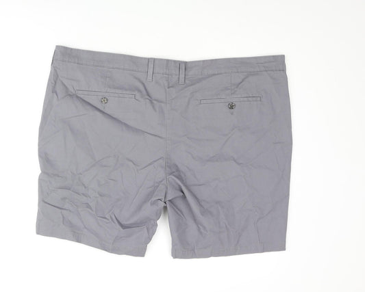 Marks and Spencer Mens Grey Cotton Chino Shorts Size 44 in L8 in Regular Zip - Short Leg