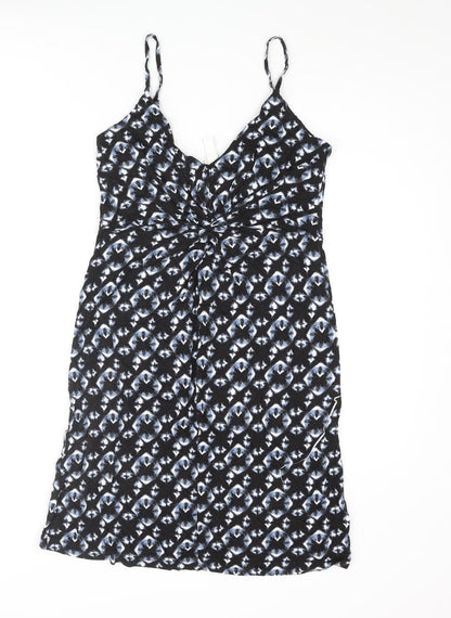 H&M Womens Black Geometric Polyester Bodycon Size M Sweetheart Pullover - Knot