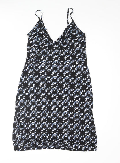 H&M Womens Black Geometric Polyester Bodycon Size M Sweetheart Pullover - Knot