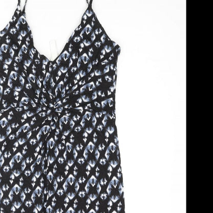 H&M Womens Black Geometric Polyester Bodycon Size M Sweetheart Pullover - Knot