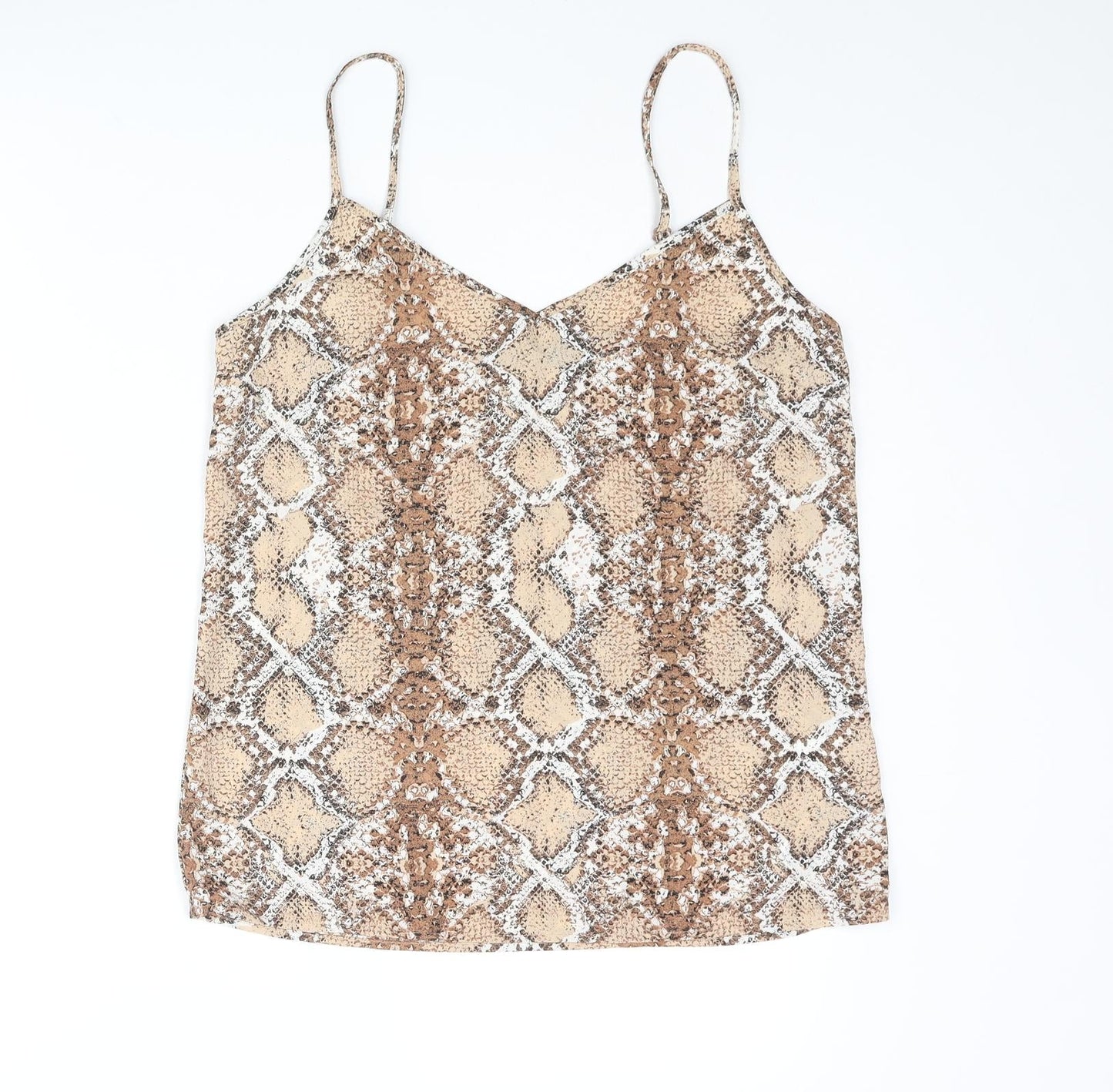 Marks and Womens Brown Animal Print Polyester Camisole Blouse Size 8 Sweetheart - Snake Print