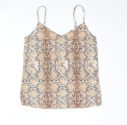 Marks and Womens Brown Animal Print Polyester Camisole Blouse Size 8 Sweetheart - Snake Print
