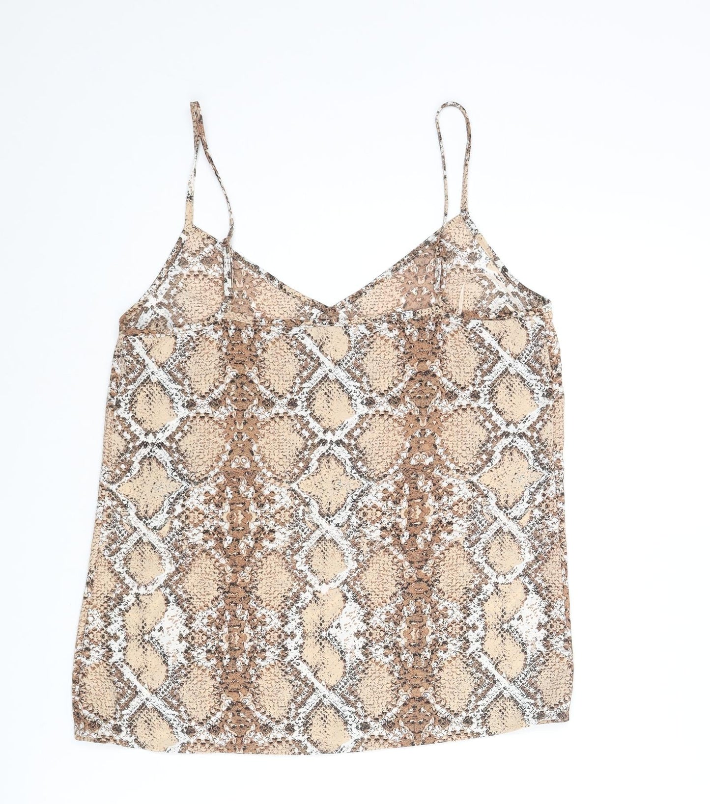 Marks and Womens Brown Animal Print Polyester Camisole Blouse Size 8 Sweetheart - Snake Print
