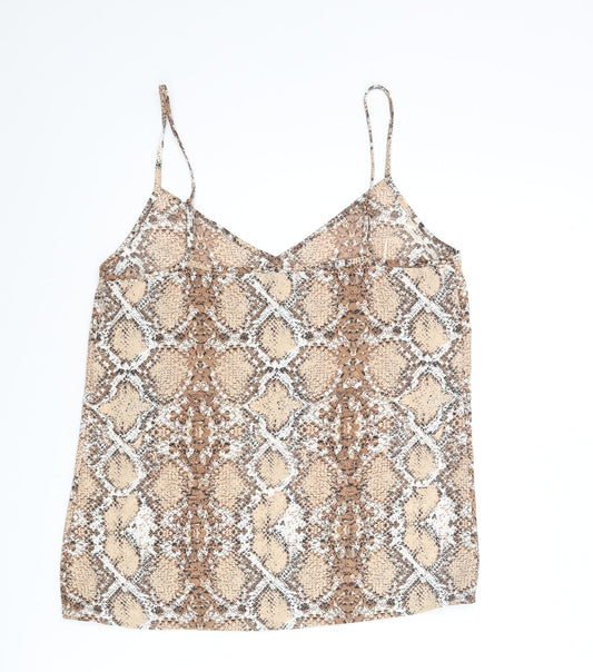 Marks and Womens Brown Animal Print Polyester Camisole Blouse Size 8 Sweetheart - Snake Print
