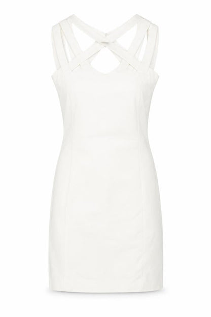 Mango Womens White Cotton Bodycon Size S Halter Zip