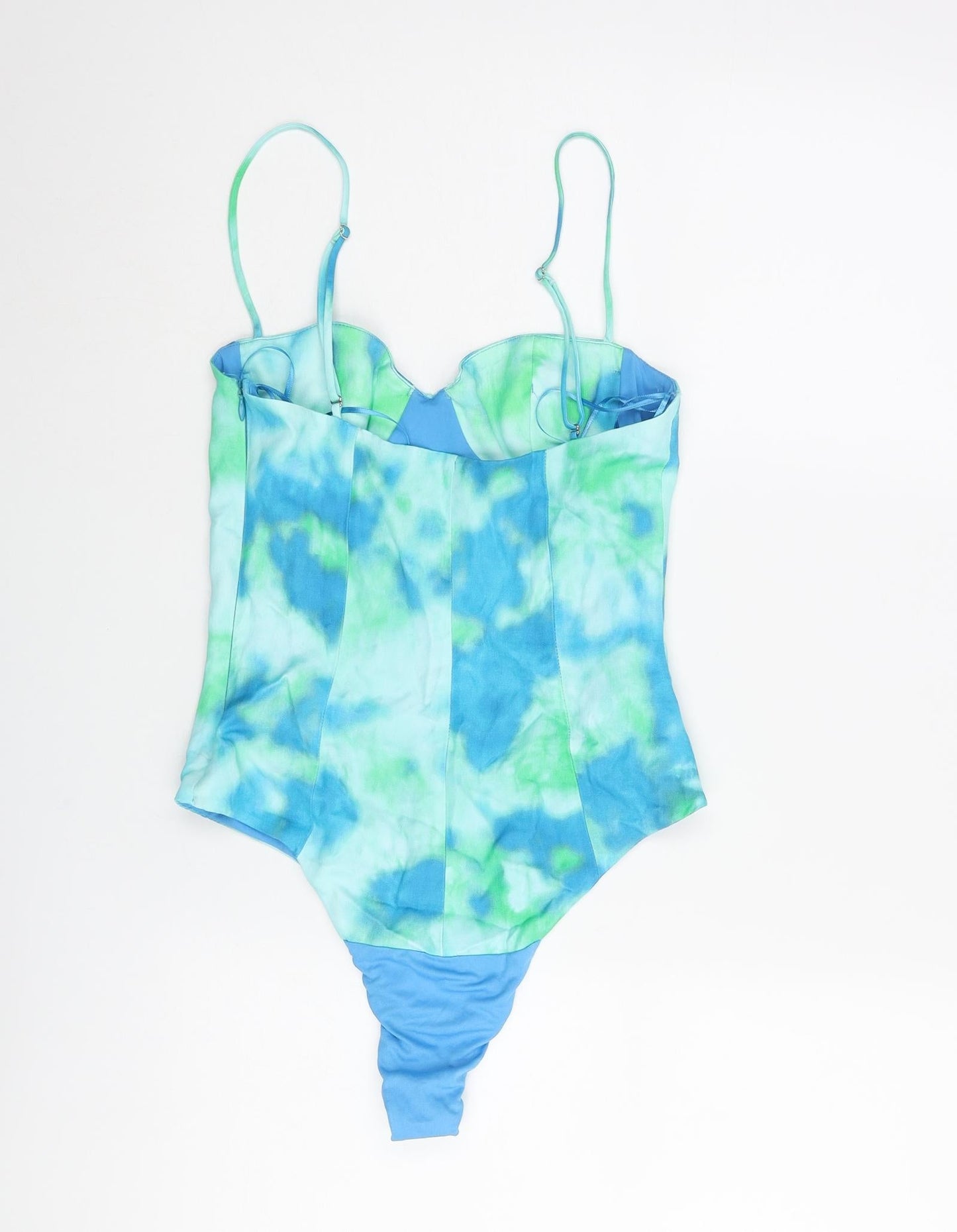 Zara Womens Blue Tie Dye Polyester Bodysuit One-Piece Size XS Zip