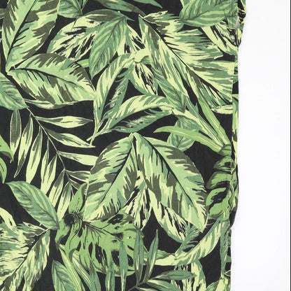 Capsule Womens Green Geometric Viscose T-Shirt Dress Size 18 Roll Neck Pullover - Leaf Print