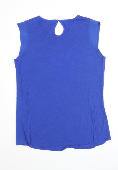 French Connection Womens Blue Striped Polyester Camisole Blouse Size S Round Neck