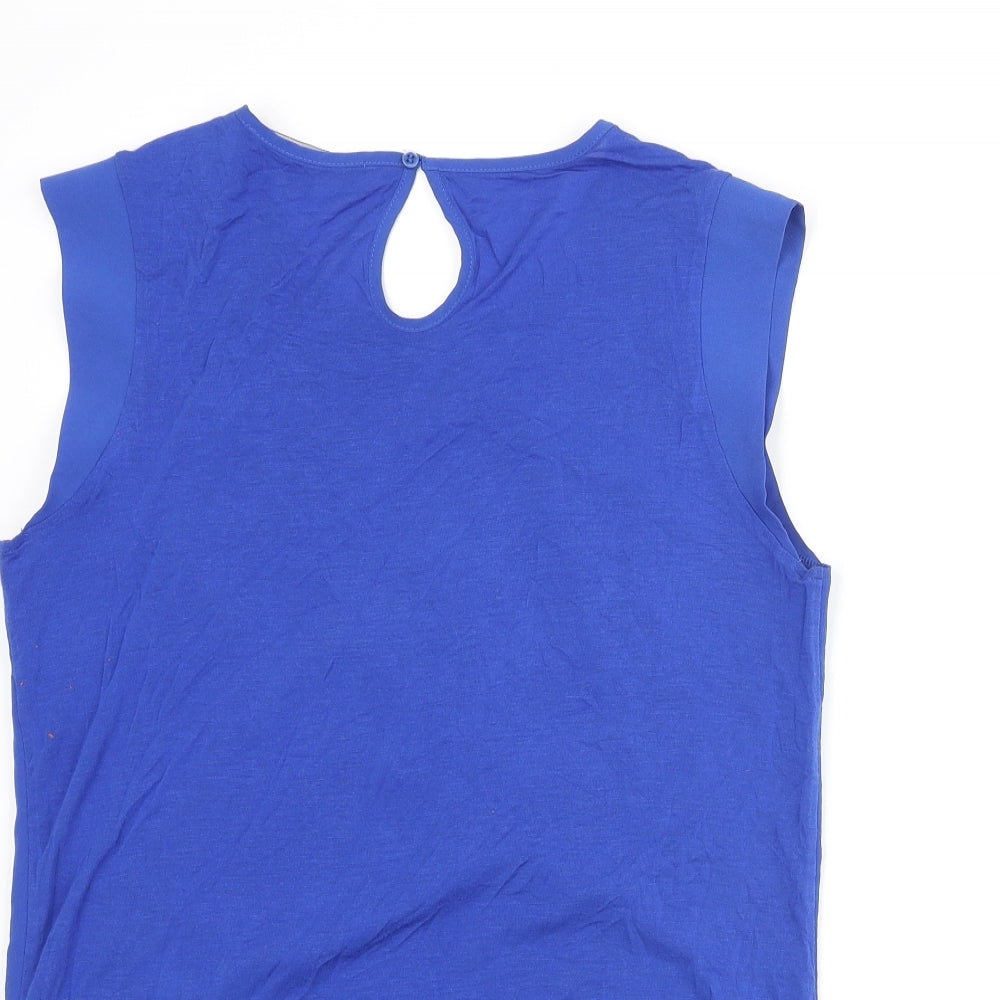 French Connection Womens Blue Striped Polyester Camisole Blouse Size S Round Neck