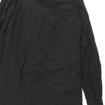 Per Una Womens Black Viscose Maxi Size 10 Mock Neck Button - Lace Trim