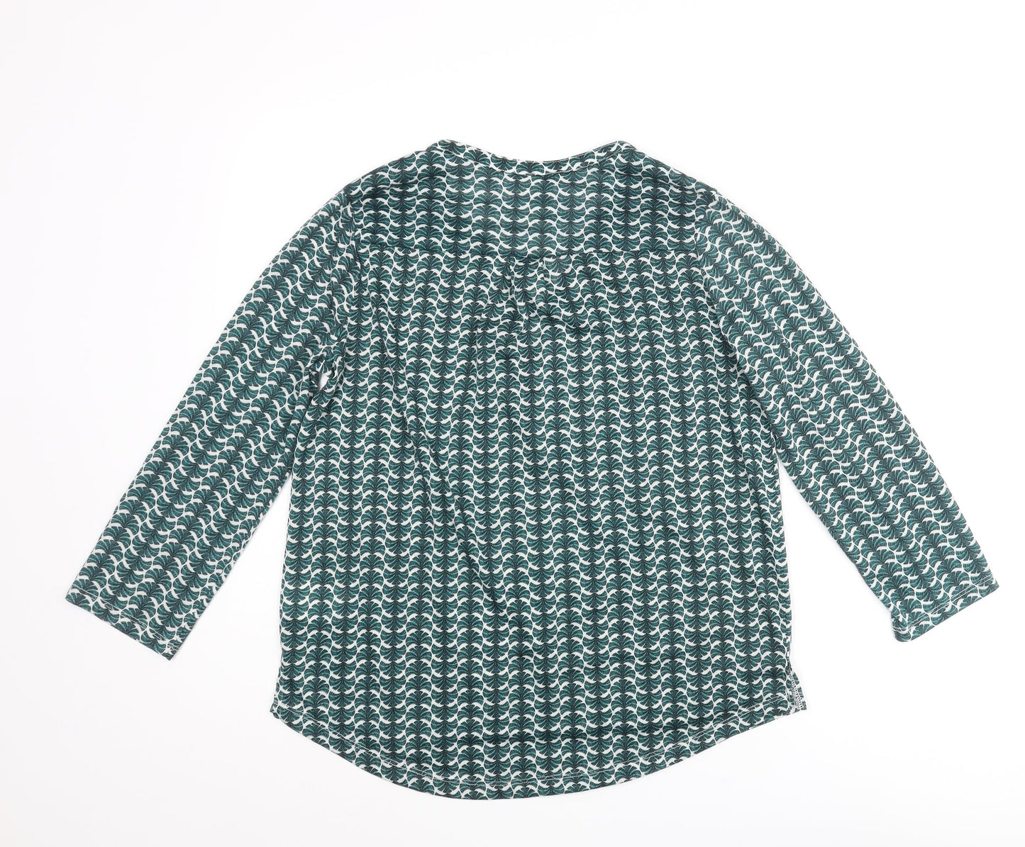 H&M Womens Green Geometric Polyester Basic Blouse Size S V-Neck