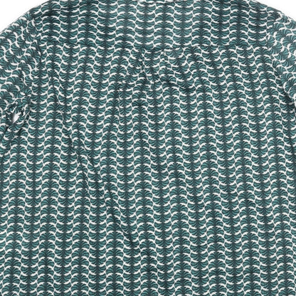 H&M Womens Green Geometric Polyester Basic Blouse Size S V-Neck